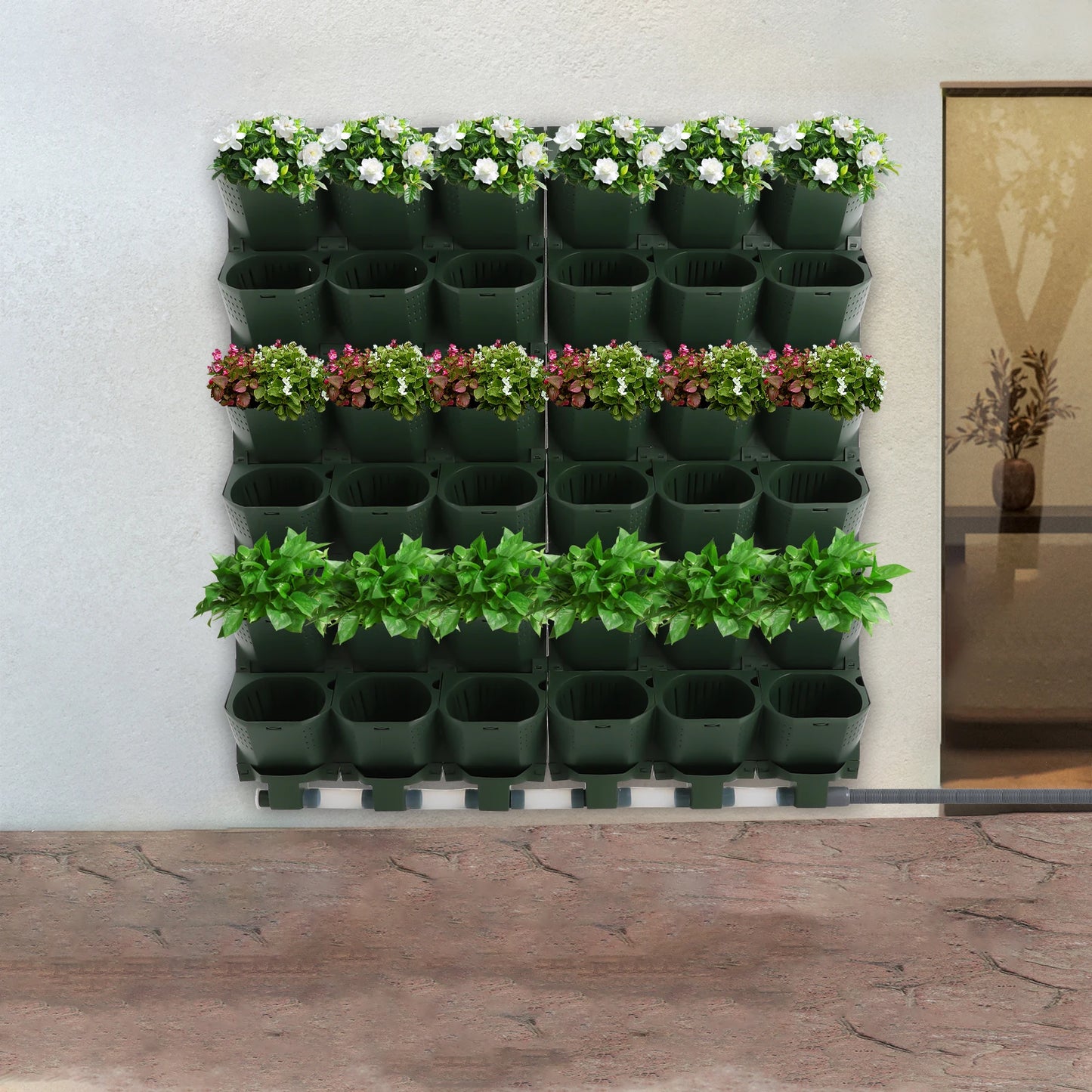 Self-Watering Hanging Flower Pot Set With Timer For Wall Mounted Vertical Garden