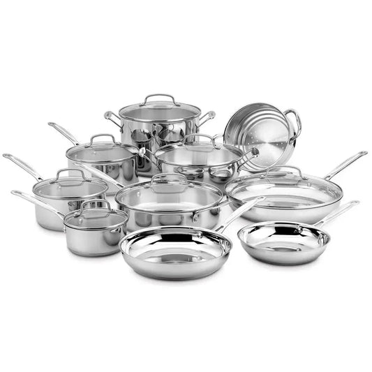 Stainless Steel Cookware Set With Aluminum Core For Even Heating