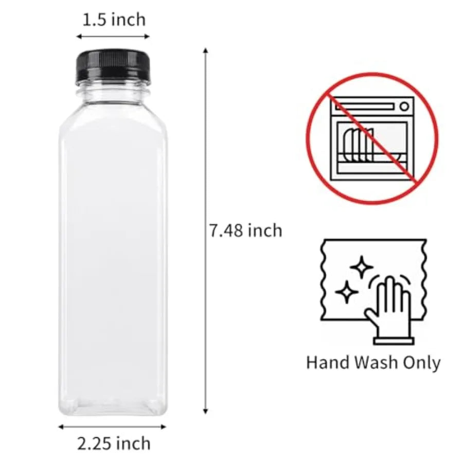 202636pcs 16oz Empty Plastic Juice Bottles with Caps Reusable Clear Bulk Beverage Containers Ideal for Packaging Fresh Juice Mi