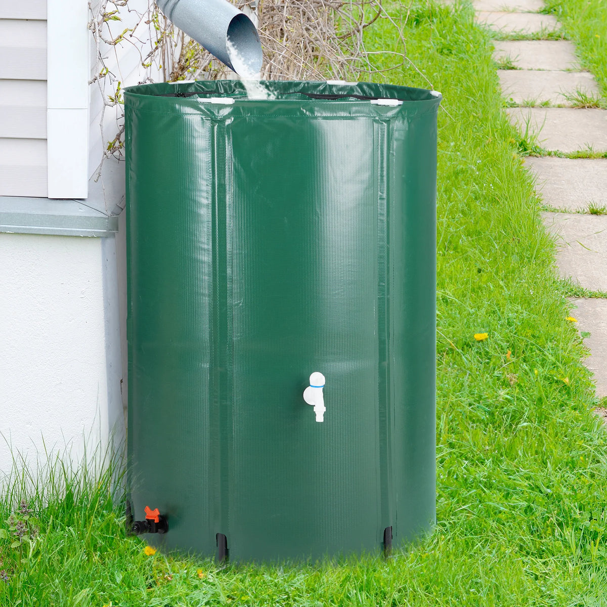100 Gallon Collapsible Rain Barrel Water Collector, Portable Foldable Rain Water Storage Tank with Spigot for Garden Irrigation