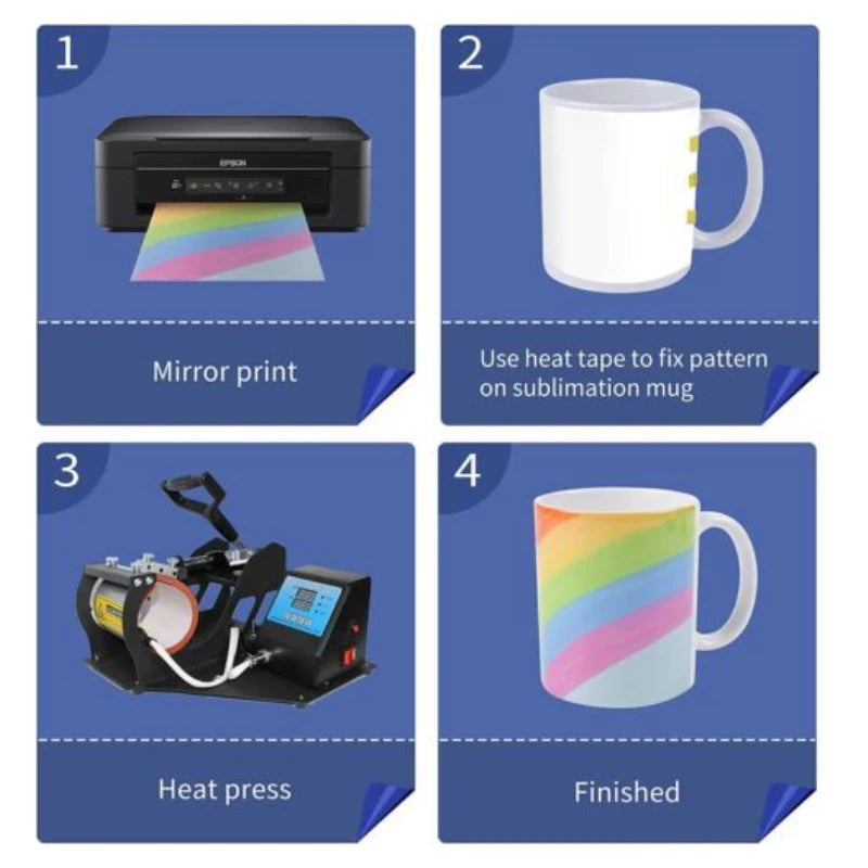 HTVRONT 6 Pack 11 OZ Sublimation Mugs Blank Set Classic Drinking Cups with Handles for Latte DIY Mug Gift for Sublimation Paper