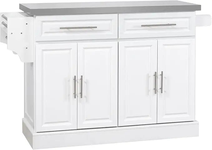 Rolling Kitchen Island Cart With Wheels Portable Stainless Steel Top