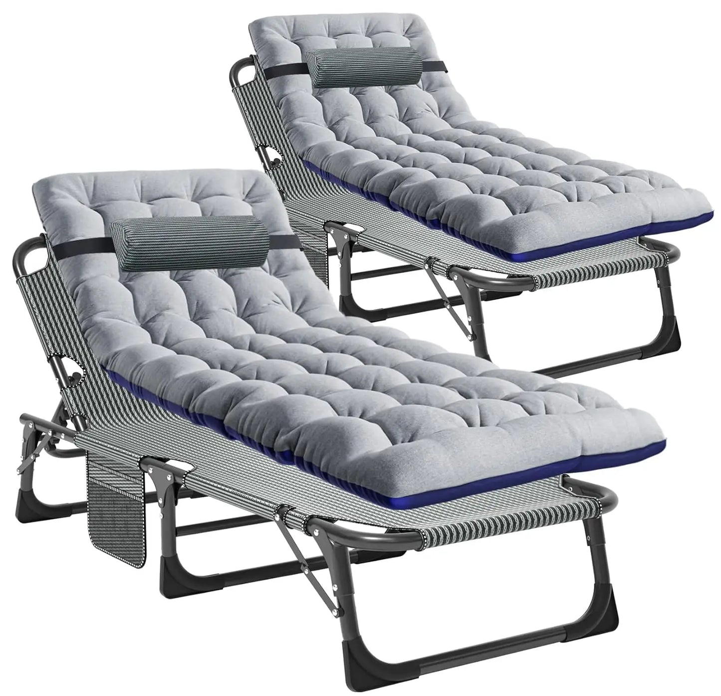 Tanning Chair Heavy Duty Folding Beach Lounger Chaise Outdoor
