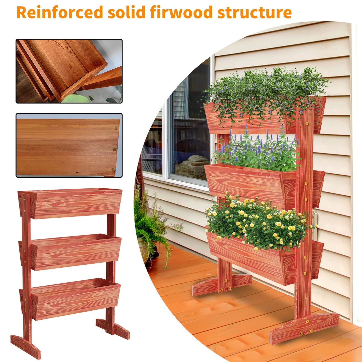 Wisfor 3 Tier Raised Garden Bed Wooden Planter Grow Box