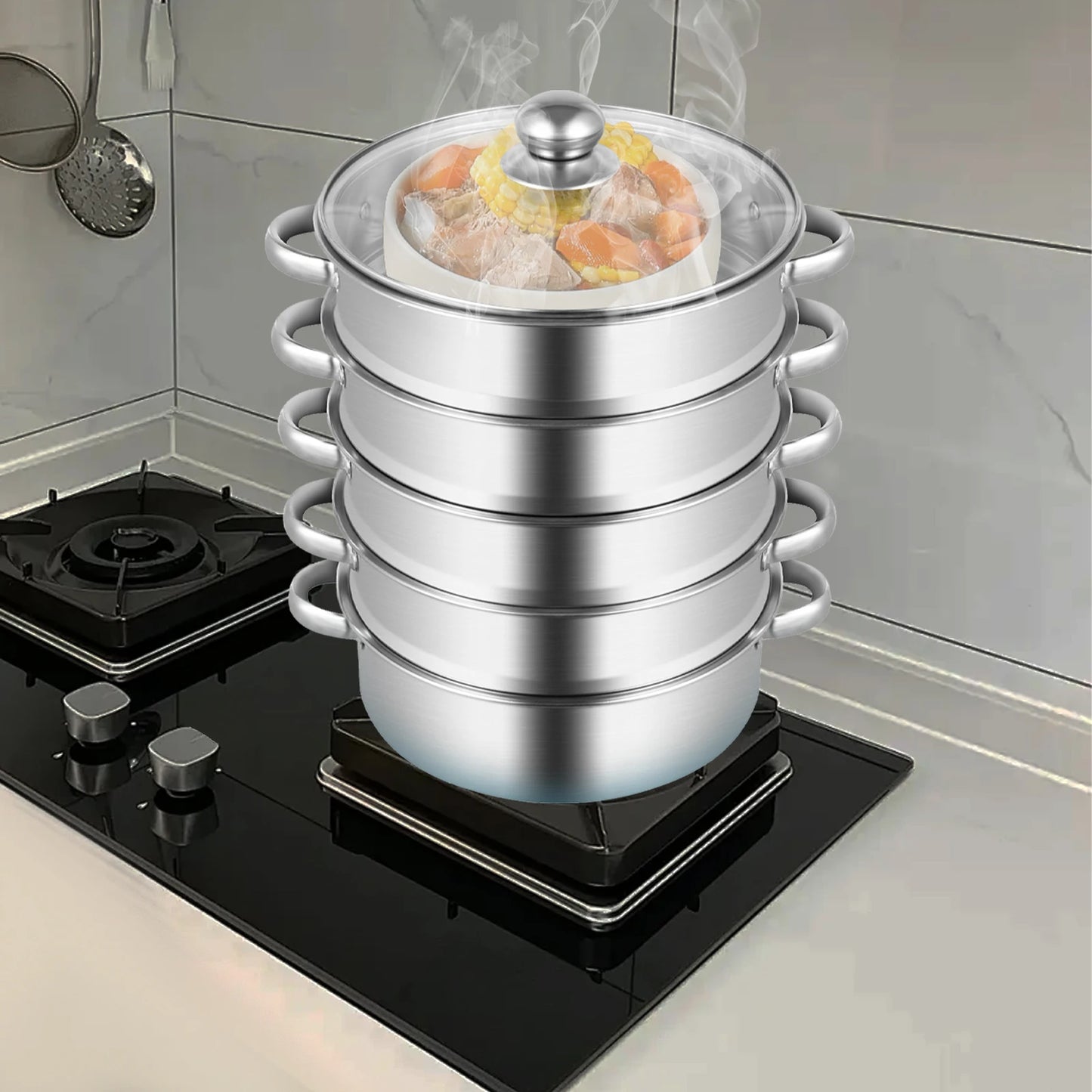 Stainless Steel Steamer Pot With Lid And Handles Dishwasher Safe