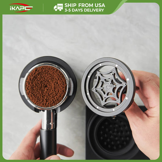 IKAPE Rotary WDT Tools,51/53.3/58.35MM Espresso Stirrer Distribution Tool,0.4MM 10 Needles Espresso Coffee Stirrer with Stand