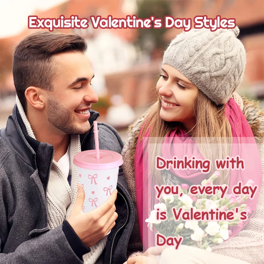 Reusable Cups With Straw And Lid For Cold Drinks Bow