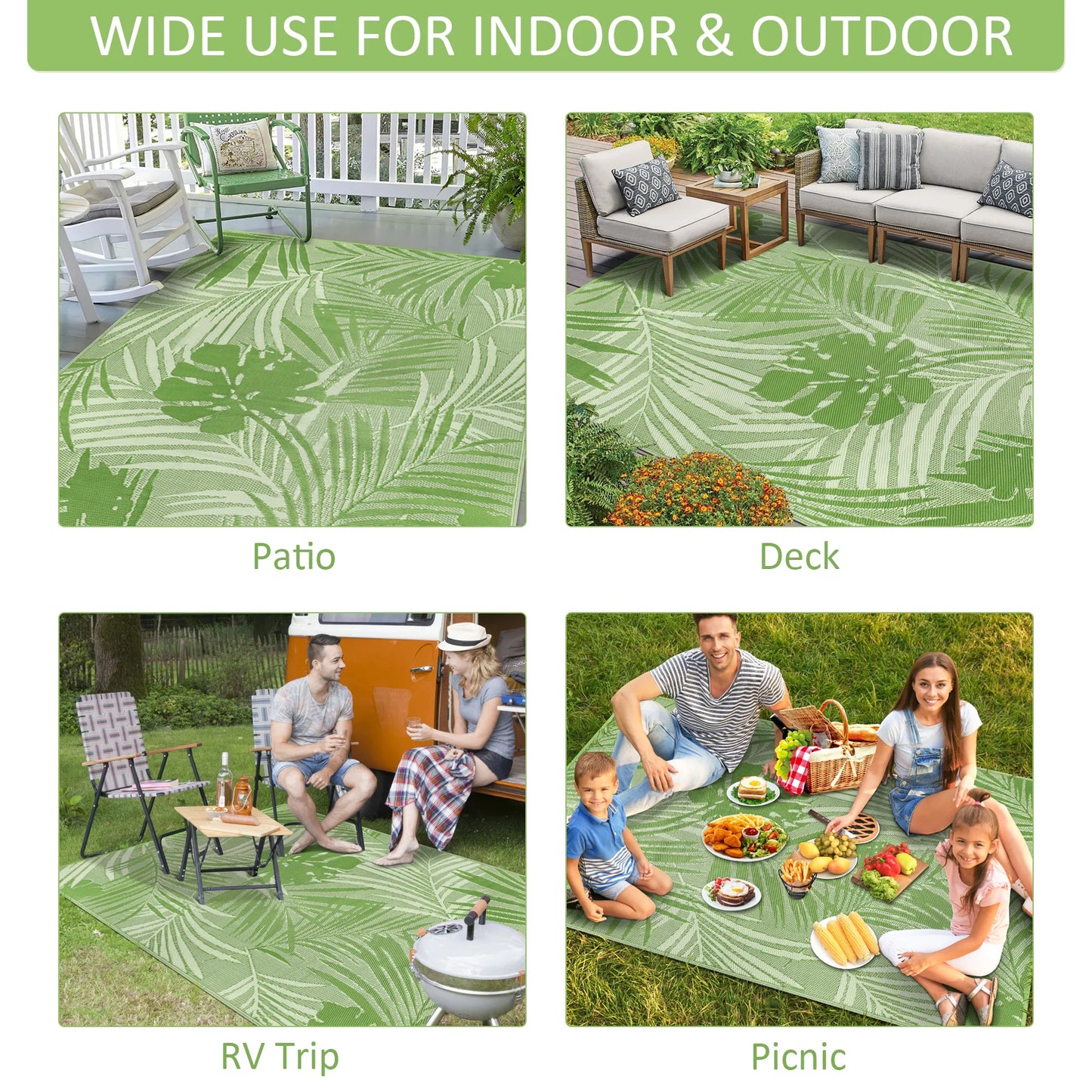 Outdoor Waterproof Recycled Polypropylene Straw Rug Patio Carpet