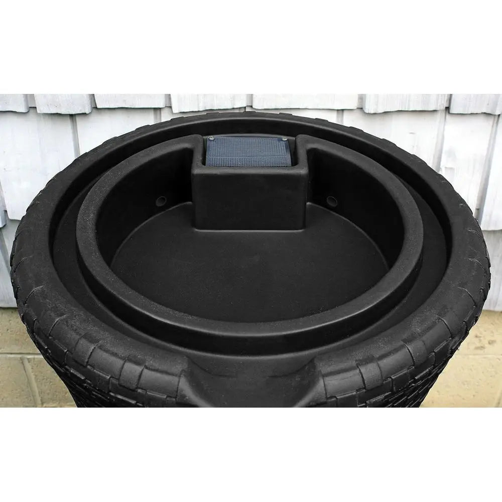 50 Gallon Outdoor Rainwater Barrel with Planter and Brass Tap, Black