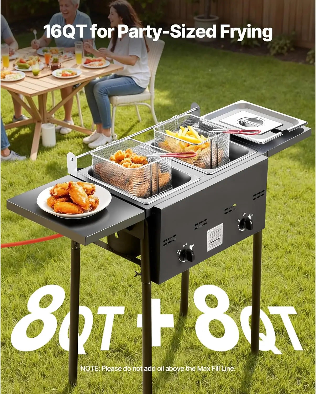 Outdoor Propane Deep Fryer With Double Burners For Commercial Use