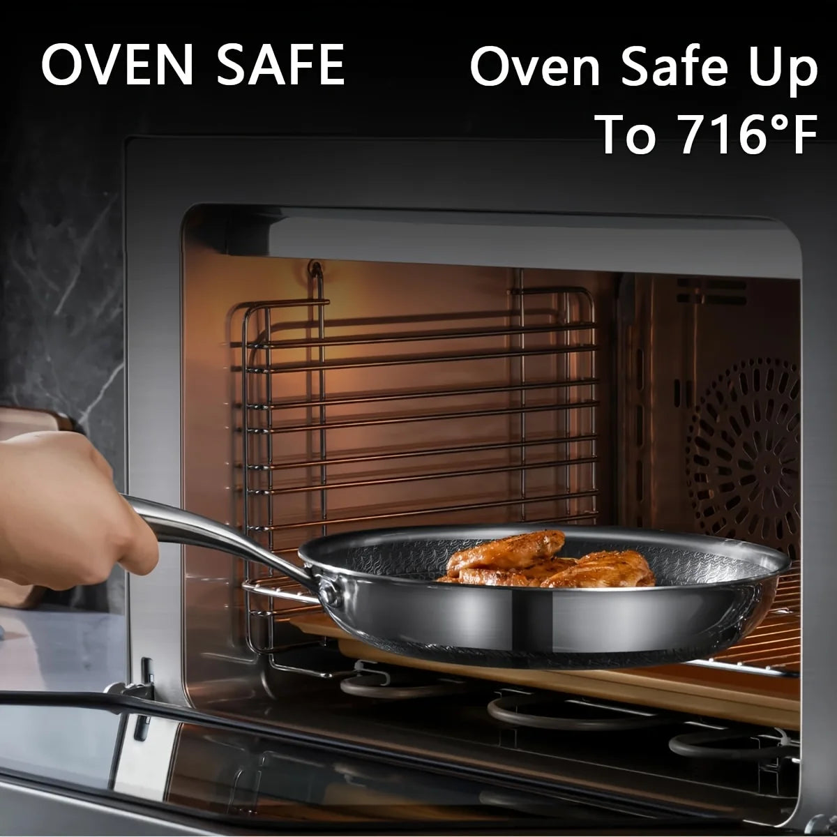 Stainless Steel Frying Pan With Anti-Scalding Handle, Induction Compatible