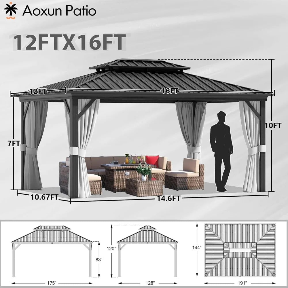 DUOFU Hardtop Gazebo Aluminum Frame Outdoor Patio Pavilion
