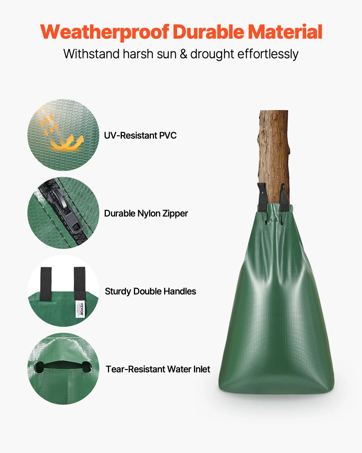 VEVOR Tree Watering Bag Refillable Tree Drip Irrigation Bags with Zipper Durable Tree Watering System for Deep Root Targeting