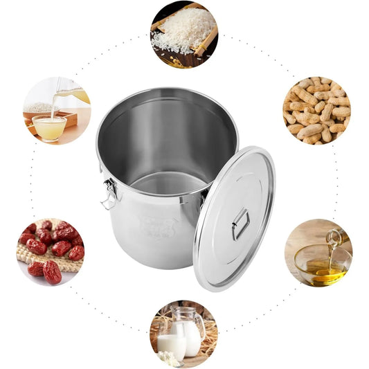 48L 304 Stainless Steel Rice Storage Container,Extra Large Food Grade Canister,40-90Lbs Sealed Rice Bucket with Airtight Lid and Locking Buckle,for Rice, Flour, Grain