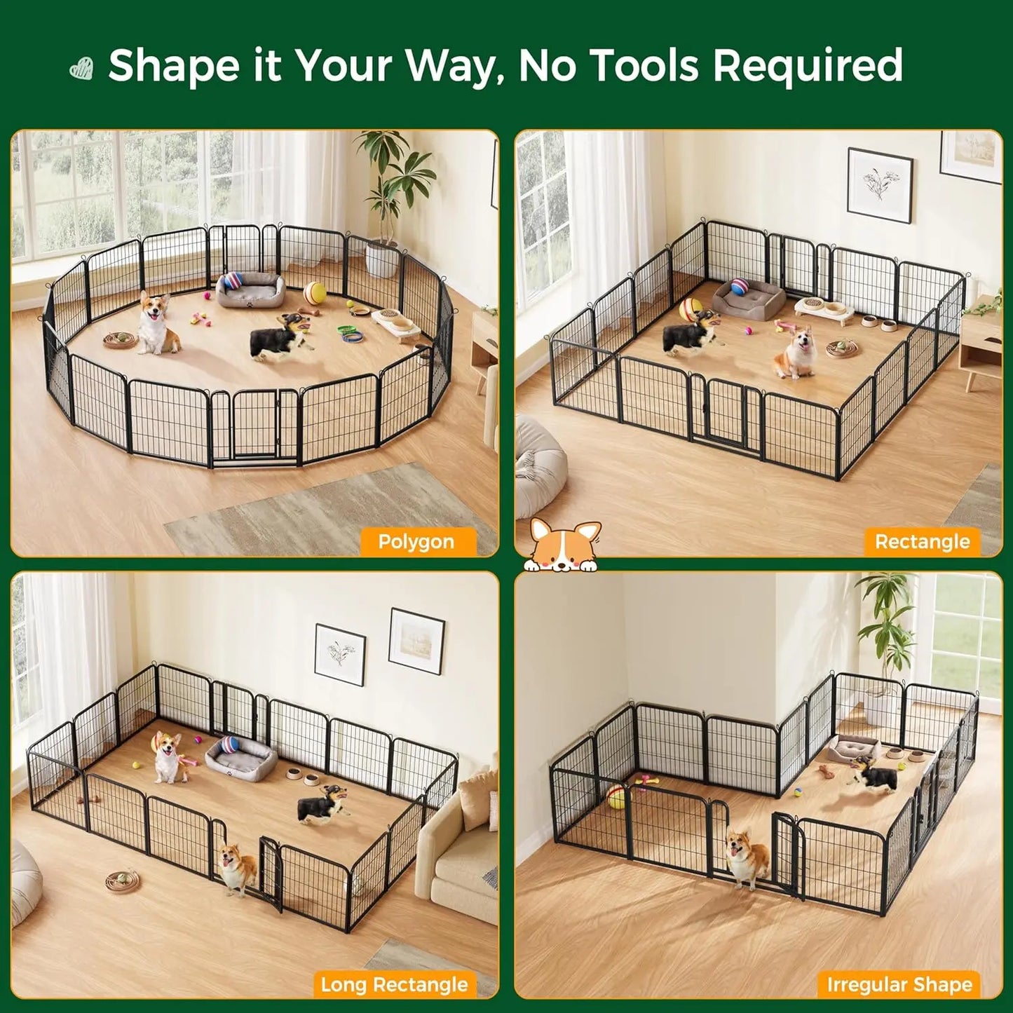 Dog Playpen Outdoor Metal Pet Fence Heavy Duty Durable Pen