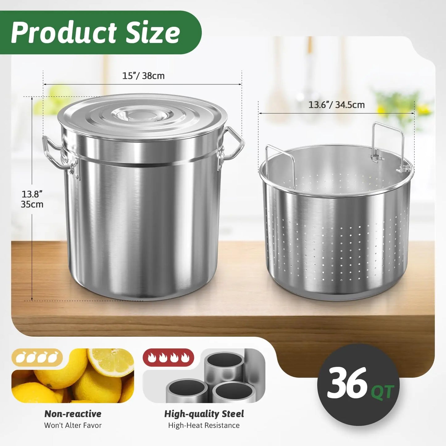 JETTING Stainless Steel Seafood Boil Pot With Lid And Strainer