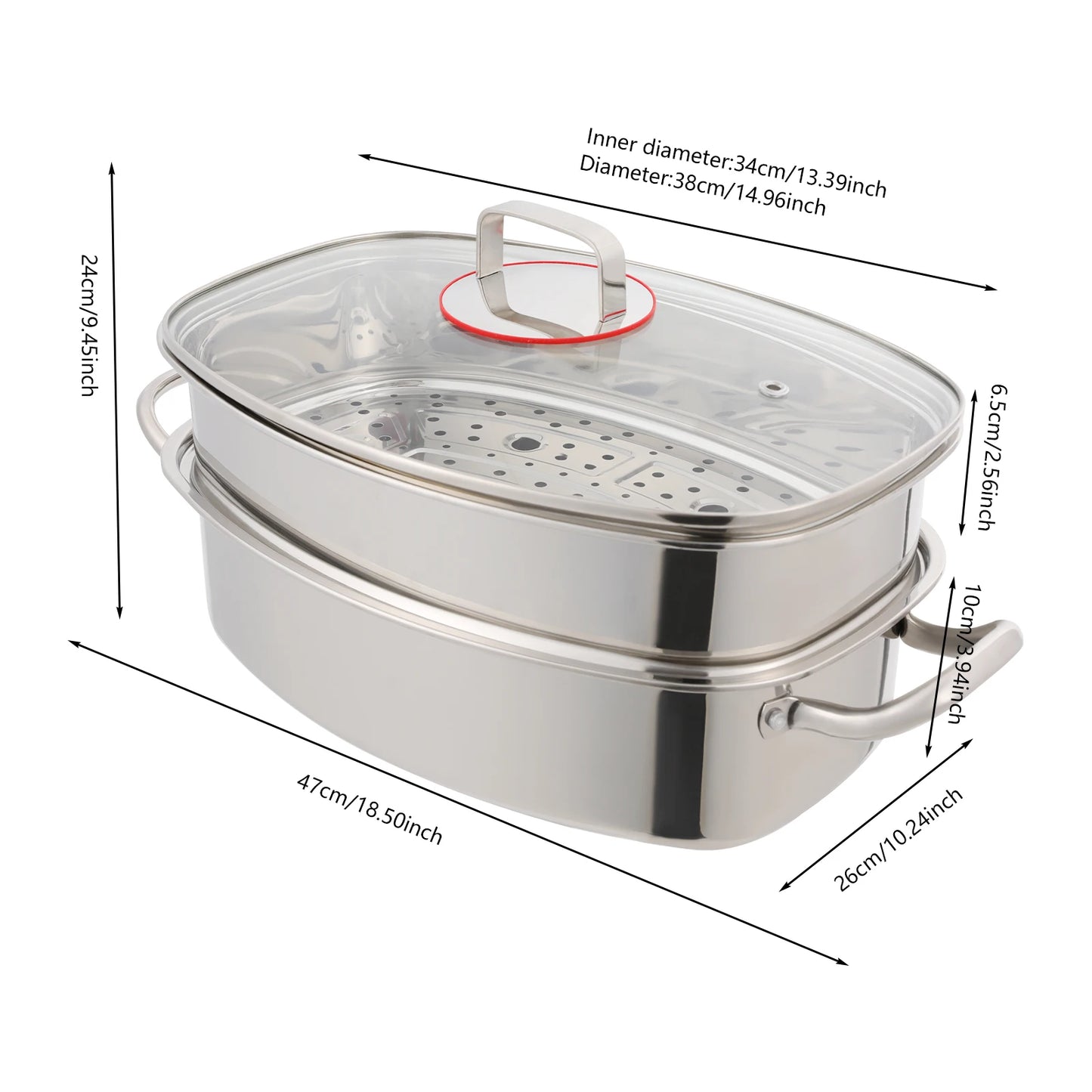 Bymaocar Stainless Steel Steamer Pot With Double Layer Ceramic Plate