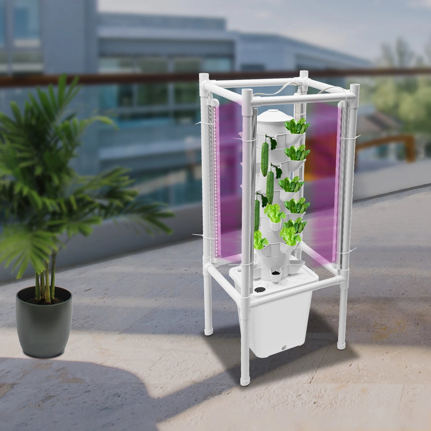 Hydroponics Vertical Growing Kit With Six Tiers And Thirty Holes