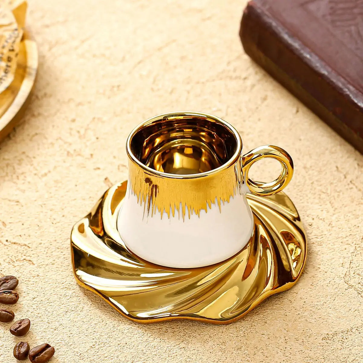 Turkish Coffee Cup Set With Saucers And Tray Luxury Ceramic