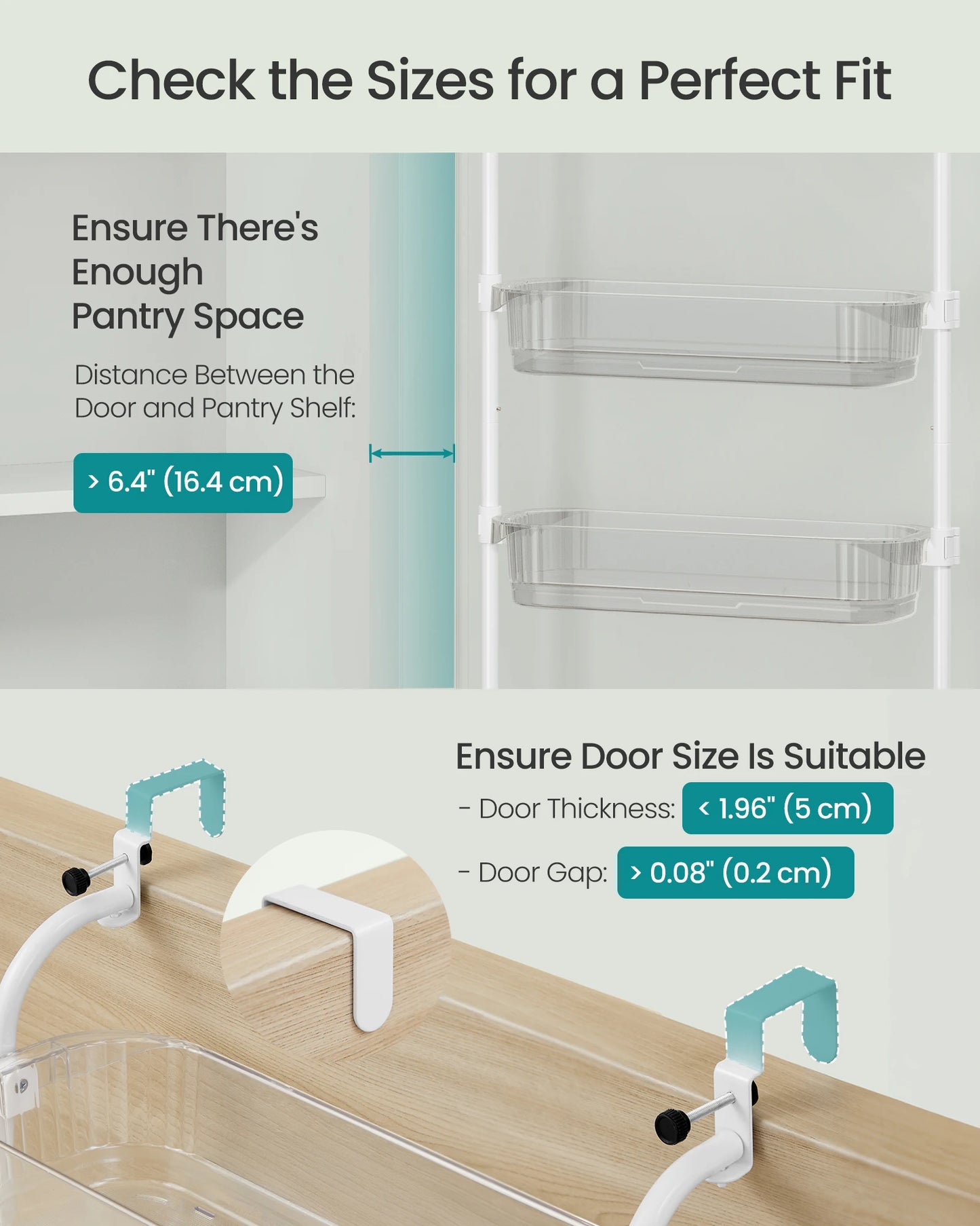 SONGMICS Over the Door Pantry Organizer, 6-Tier Kitchen Pantry Door Organizer with Adjustable Tall Baskets, Hanging Spice Rack,