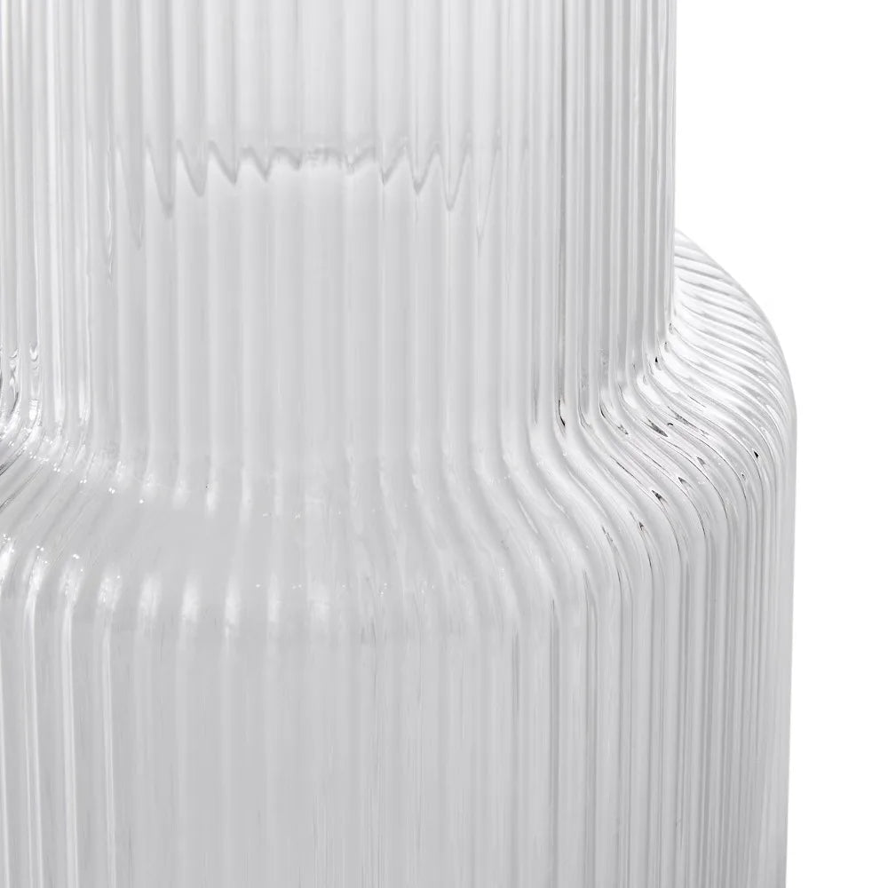 30 Ounce Clear Ribbed Glass Pitcher Carafe with Lid Cover Beverage Serving Decanter for Homemade Juice Milk Cold Drinks Kitchen Bar Restaurant Daily Use
