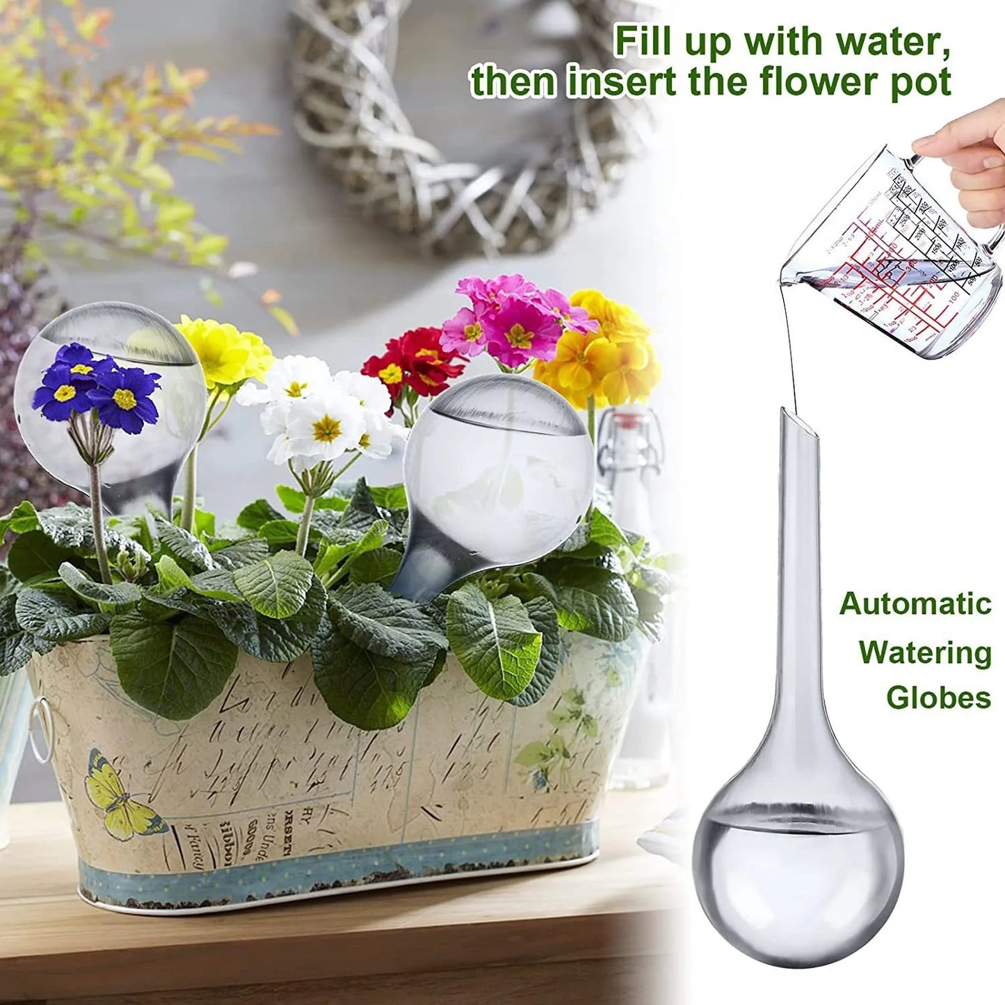 6pcs Small Plant Watering Globes Self Watering Bulbs PVC Automatic Watering Balls Plant Watering System 5.1inches