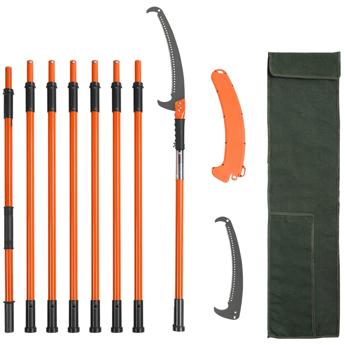 SucceBuy Manual Pole Saw Extendable Tree Pruner Sharp Steel Blade for Branches Trimming with Lightweight Aluminum Alloy Handle
