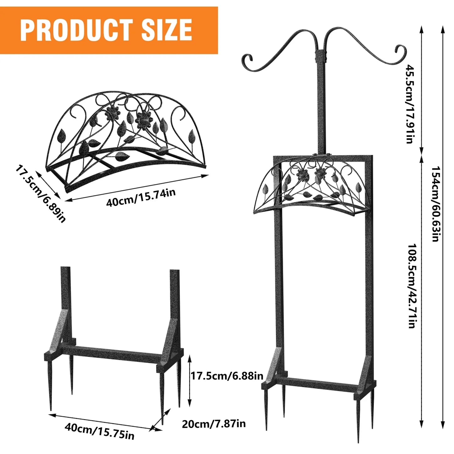 Freestanding Heavy Duty Garden Hose Holder with 4 Spikes & 2 Shepherds Hooks Water Hose Storage Stand for Yard Lawn