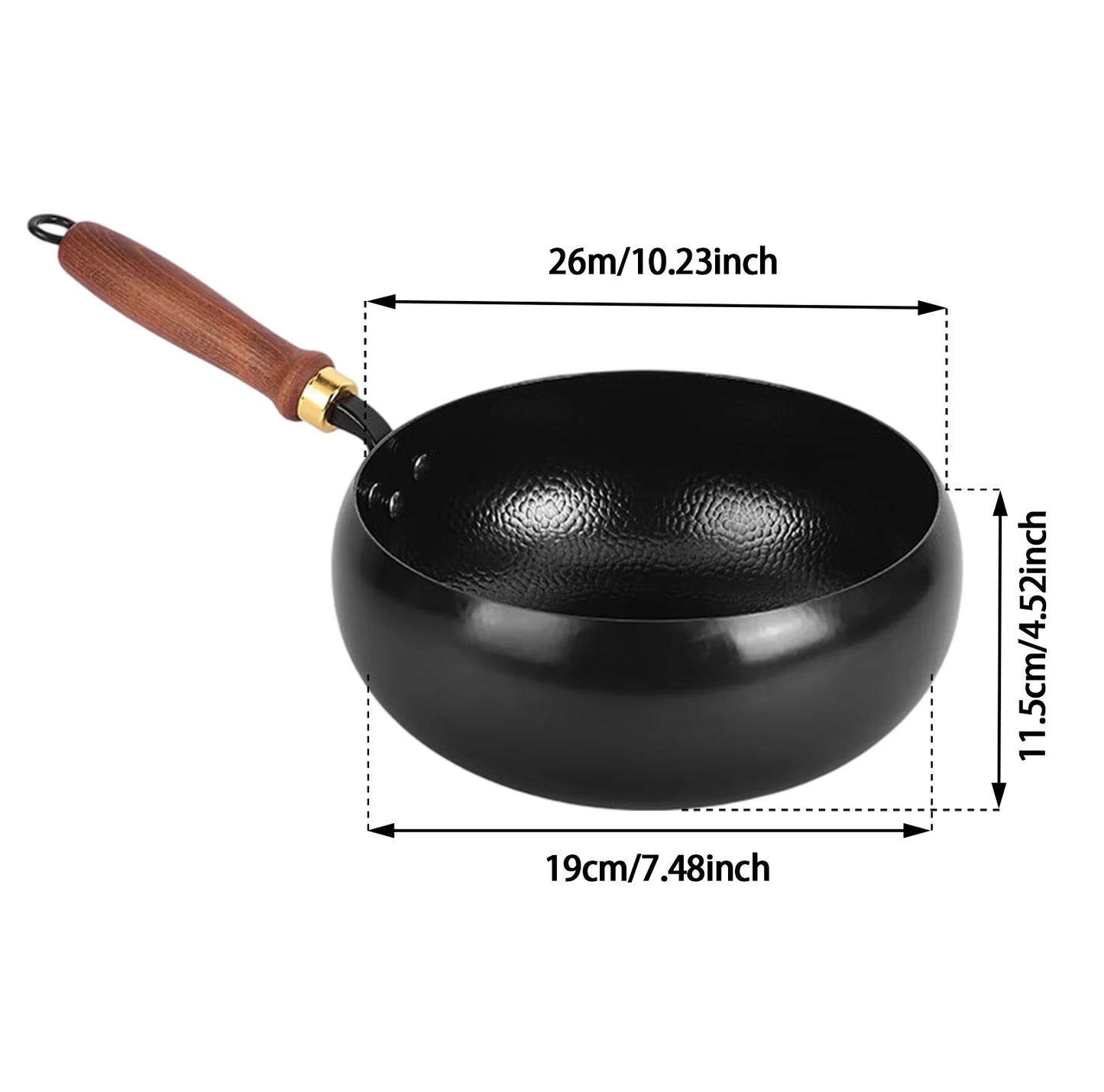 Hammered Wok With Deep Round Bottom For Gas And Induction