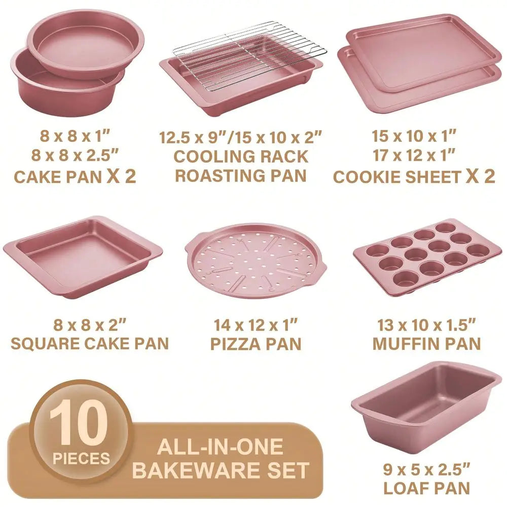 Nonstick Bakeware Set With Rack 10 Piece Cookie Sheet