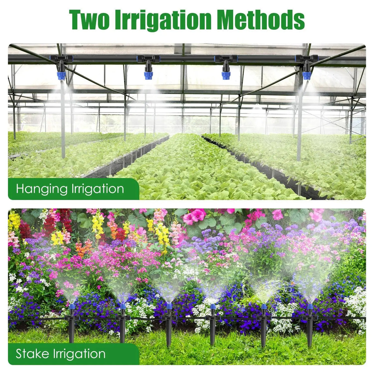 Upgraded Drip Irrigation System Kit 75FT, Adjustable Misting Nozzles Leak-Proof, with 20 Stakes & Nozzles, for Garden/Greenhouse/Outdoor Plants, 1 Set