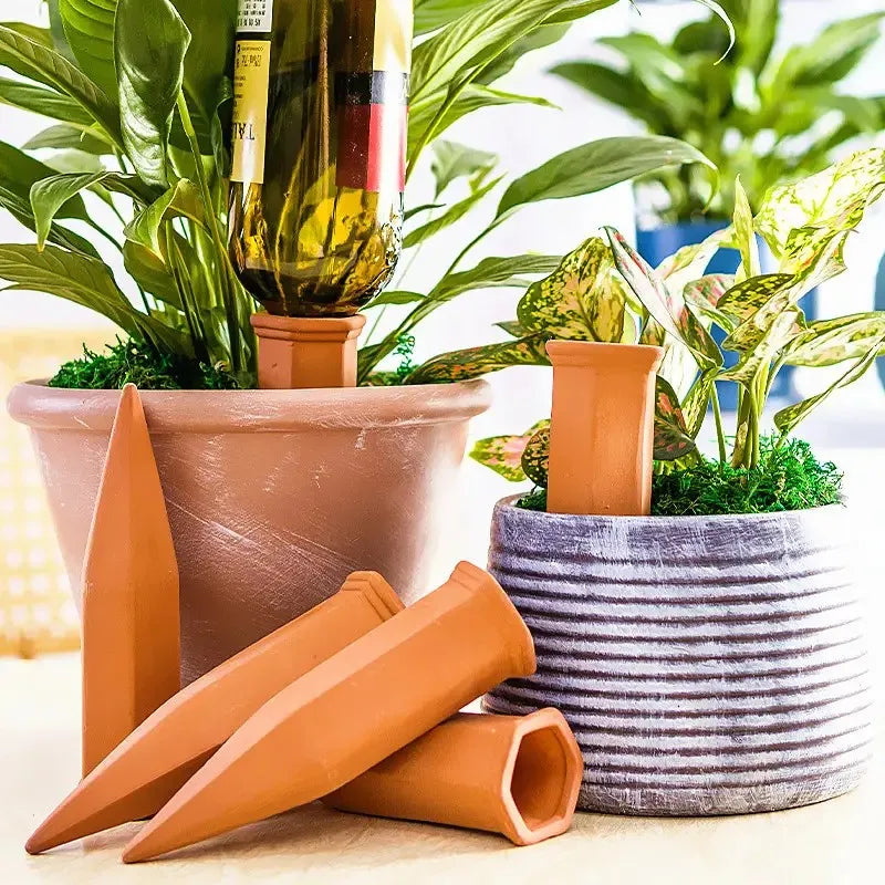 Self Watering Plant Stakes Terracotta 2 Pack Indoor Outdoor Irrigation System