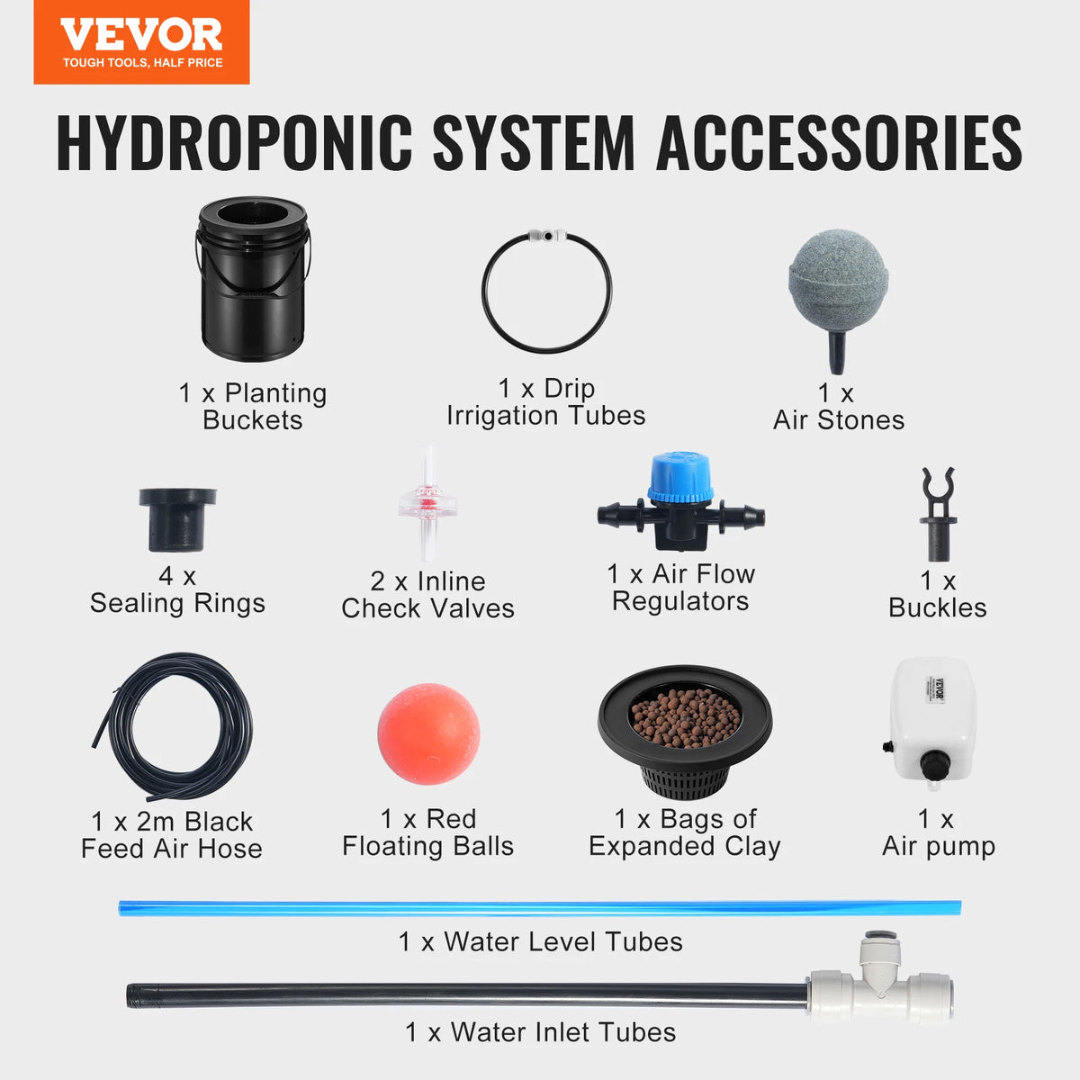SucceBuy DWC Hydroponics Grow System Hydroponic Growing System w/ Top Drip Kit Deep Water Culture 5-Gallon Buckets with Air Pump