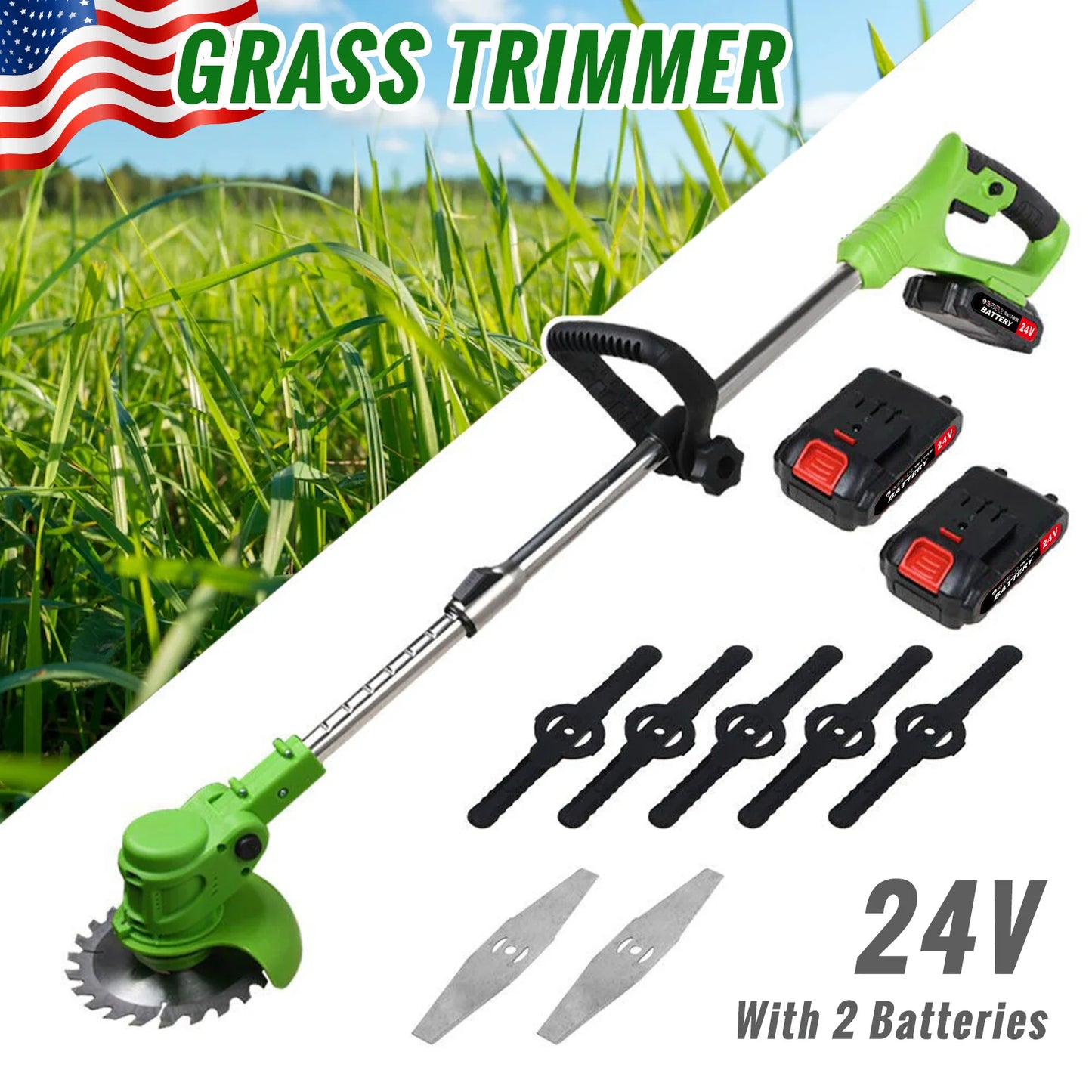 Weed Trimmer Cordless 2 In 1 Electric Lawn String Cutter