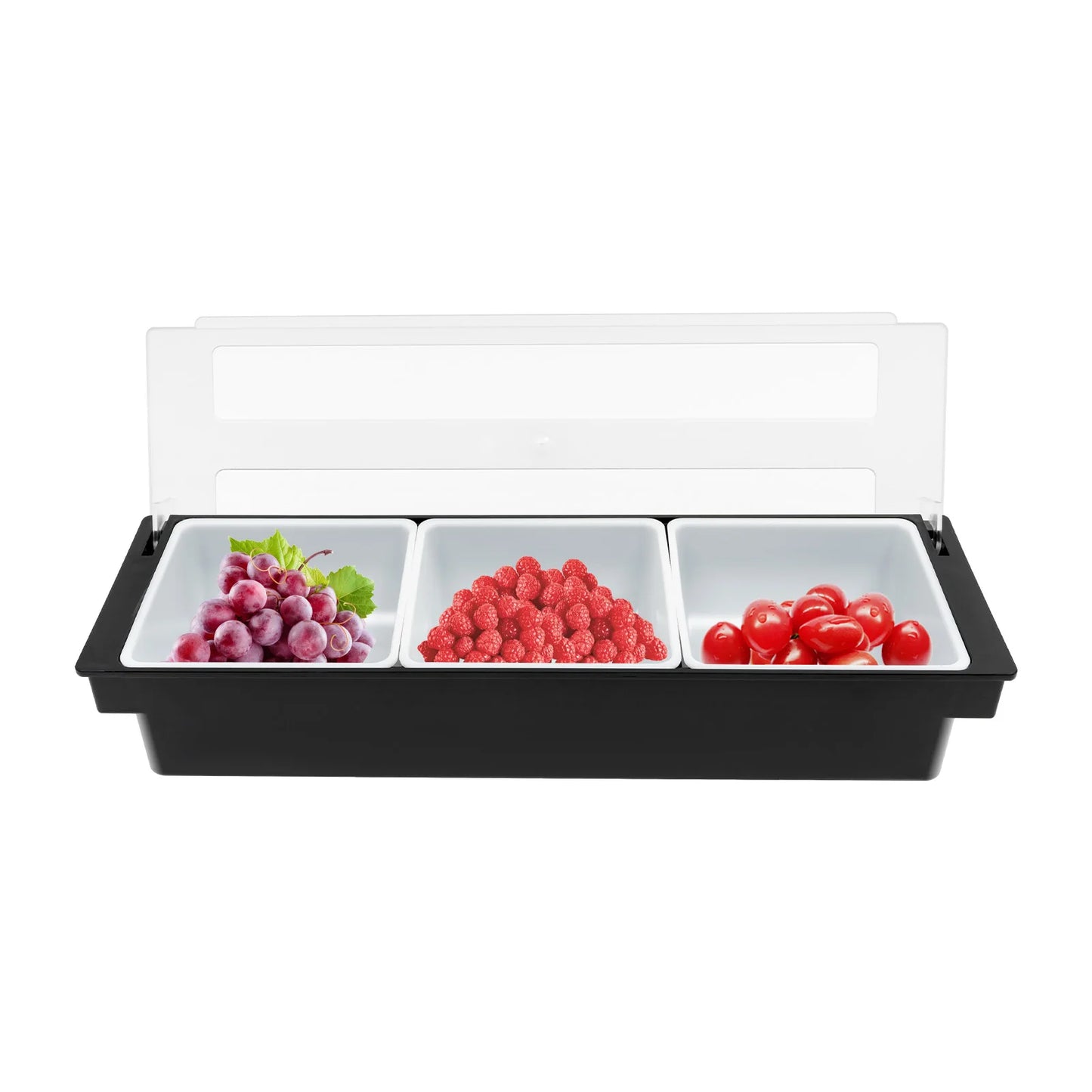 ABS PP5 Plastic Fruit Storage Box with Removable Compartments Ice Tray Bottom Leakproof Cool Condiment Organizer