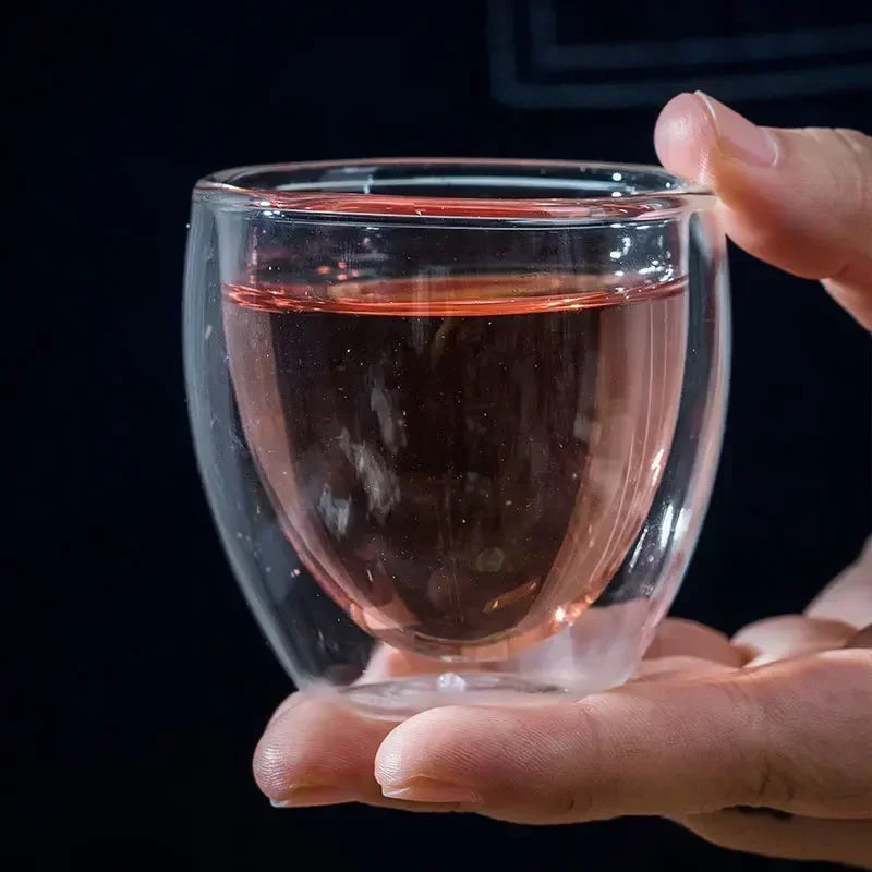Double Wall Borosilicate Glass Mugs Set Drinkware Heat Resistant