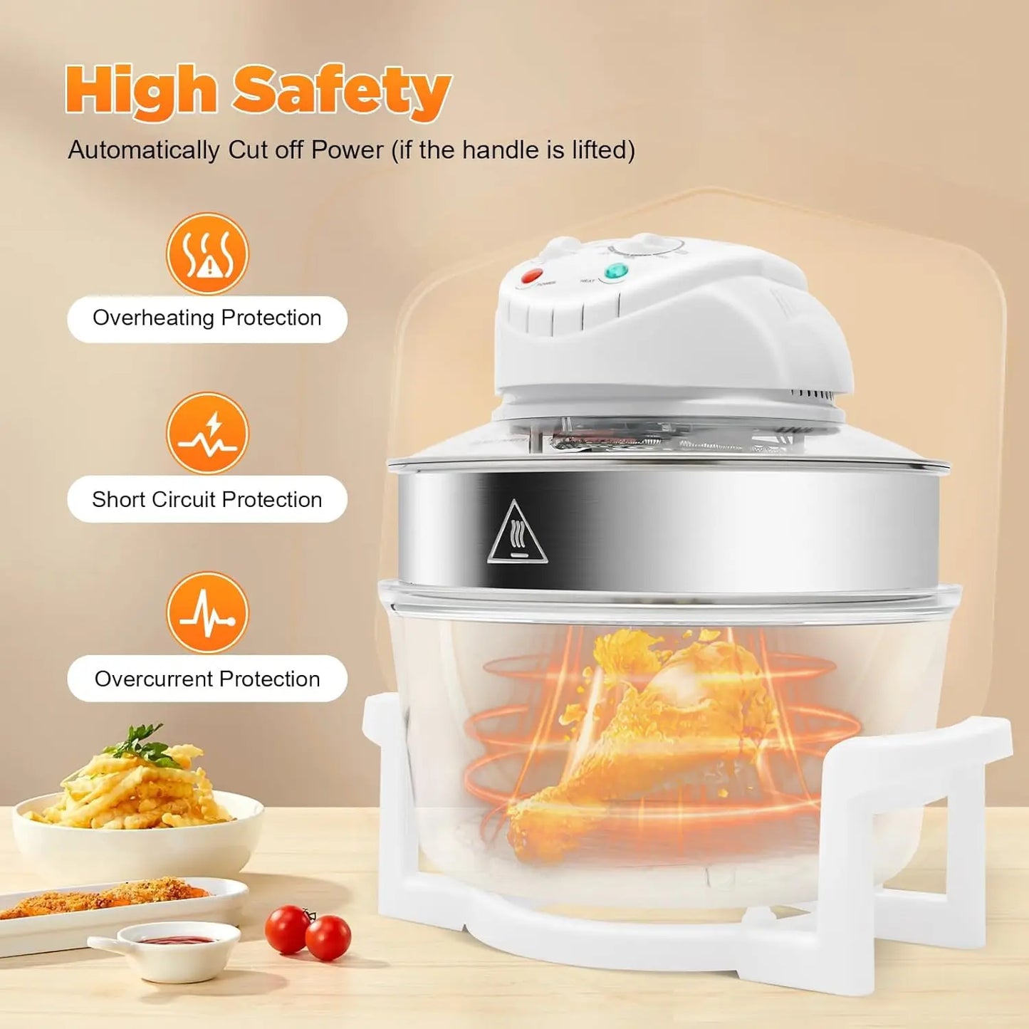 Bymaocar Turbo Air Fryer 1400W Convection Oven Countertop