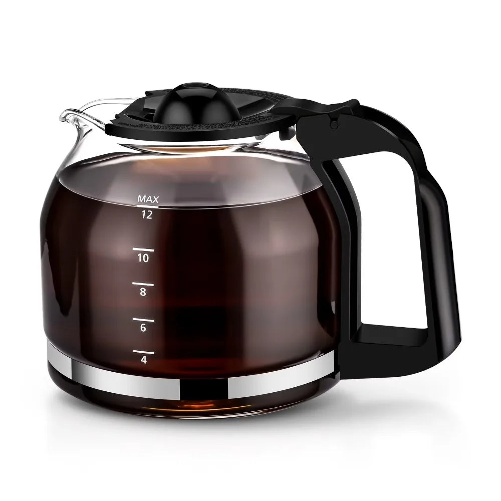 Clear Borosilicate Glass Coffee Carafe with Handle Replacement Spare Pot 12 Cup Capacity Fit Most Drip Coffee Machines Home Coffee Maker Replacement Container