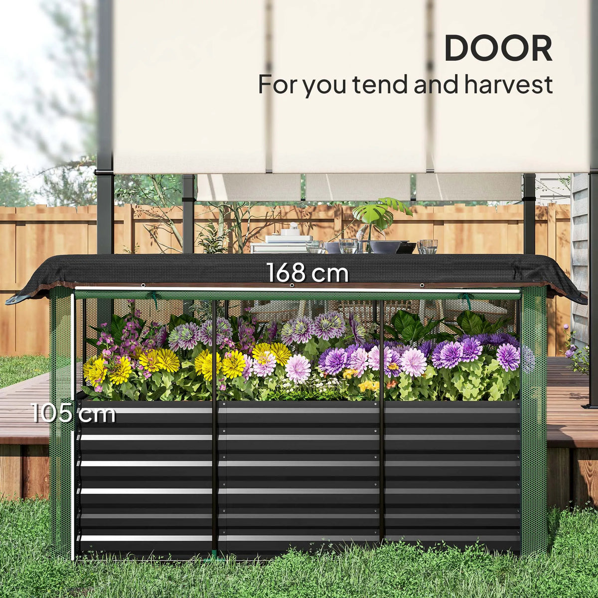 Galvanized Raised Garden Bed with Crop Cage & Shade Cloth, Gray