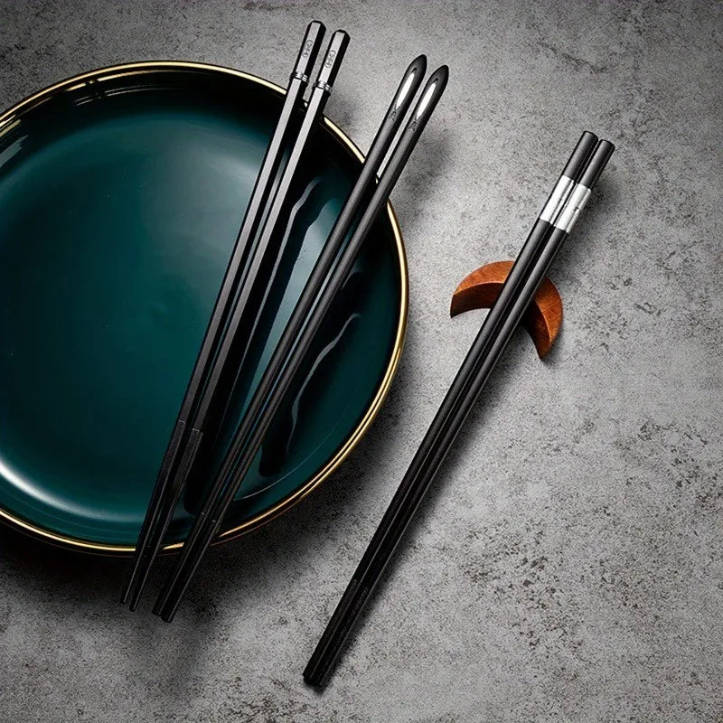 Flexible Alloy Chopsticks, Non-Slip And Hygienic, 5 Pairs