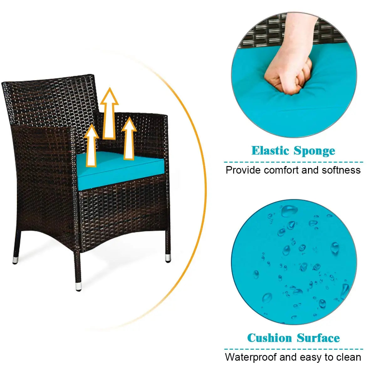 XIAOLANG 4 Piece Rattan Patio Set Outdoor Wicker Conversation Set