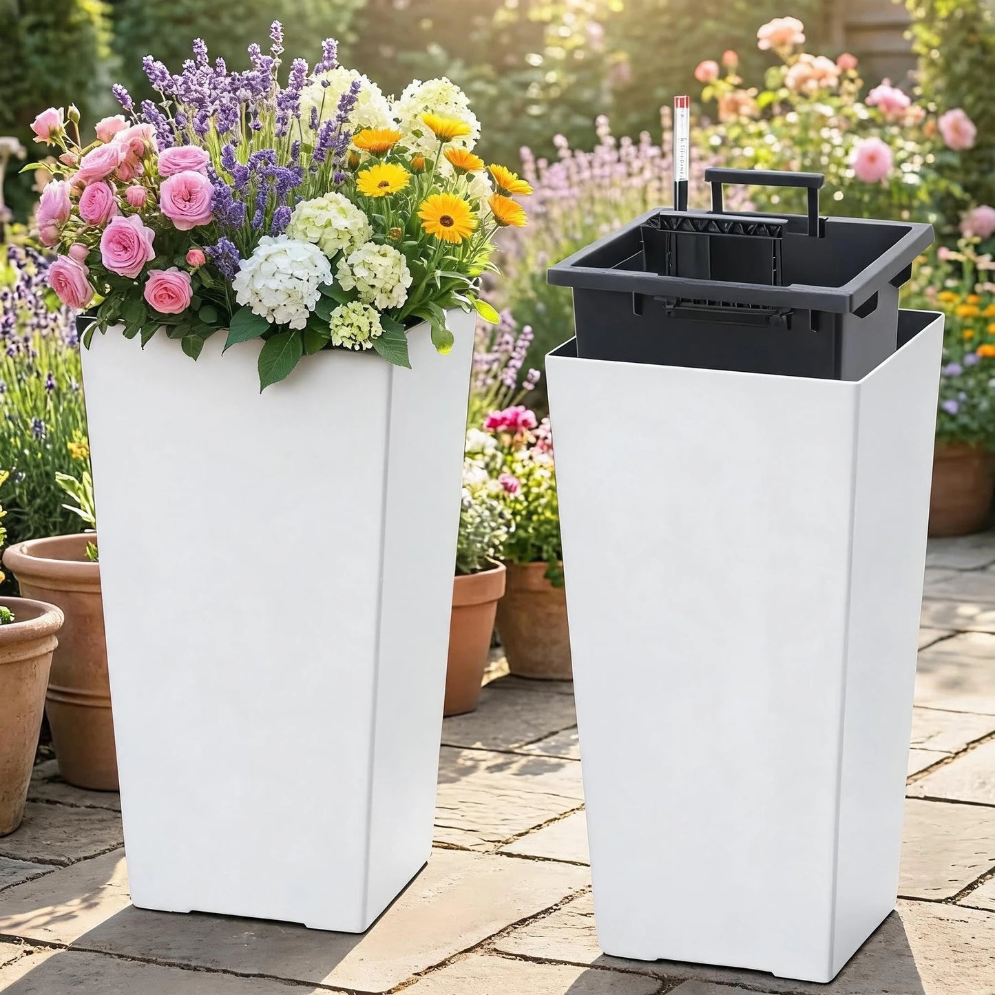 HiMISS Self Watering Planters Pair for Indoor Outdoor Front Porch