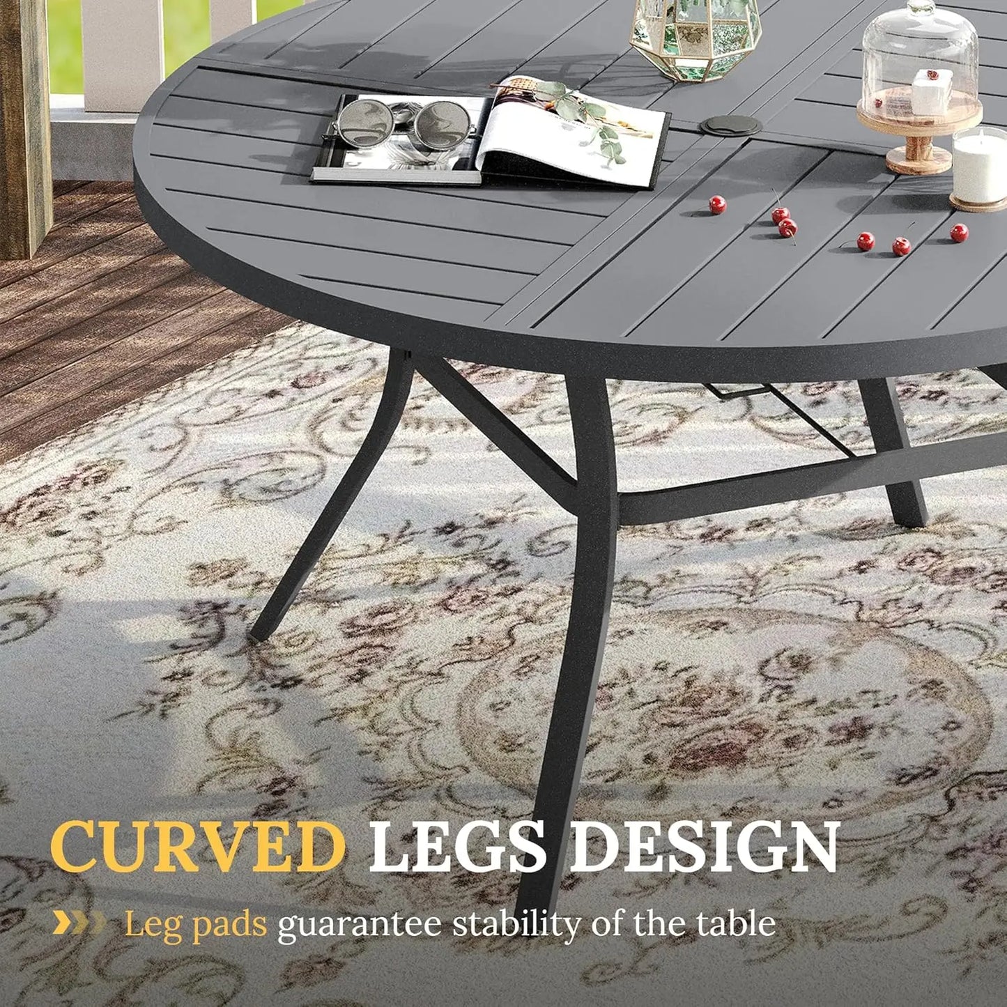 Patio Dining Set for Six With Round Table and Chairs