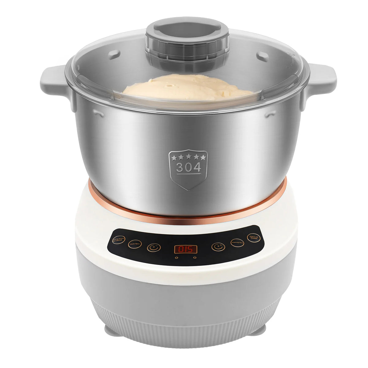 200W Electric Dough Maker 5L/169.09 Oz US Standard Ferment Function Flour Kneading Machine 304 Stainless Steel for Pizza Bread