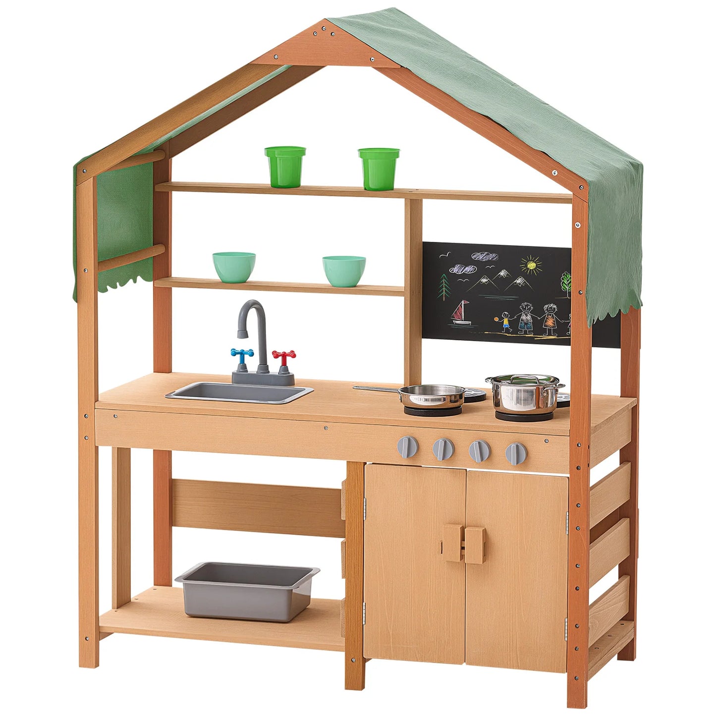 Mud Kitchen Play Set For Kids With Stoves And Faucet