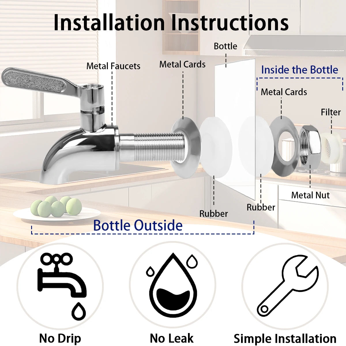 Drink Dispenser Dual Pack Glass With Stand And Stainless Faucet