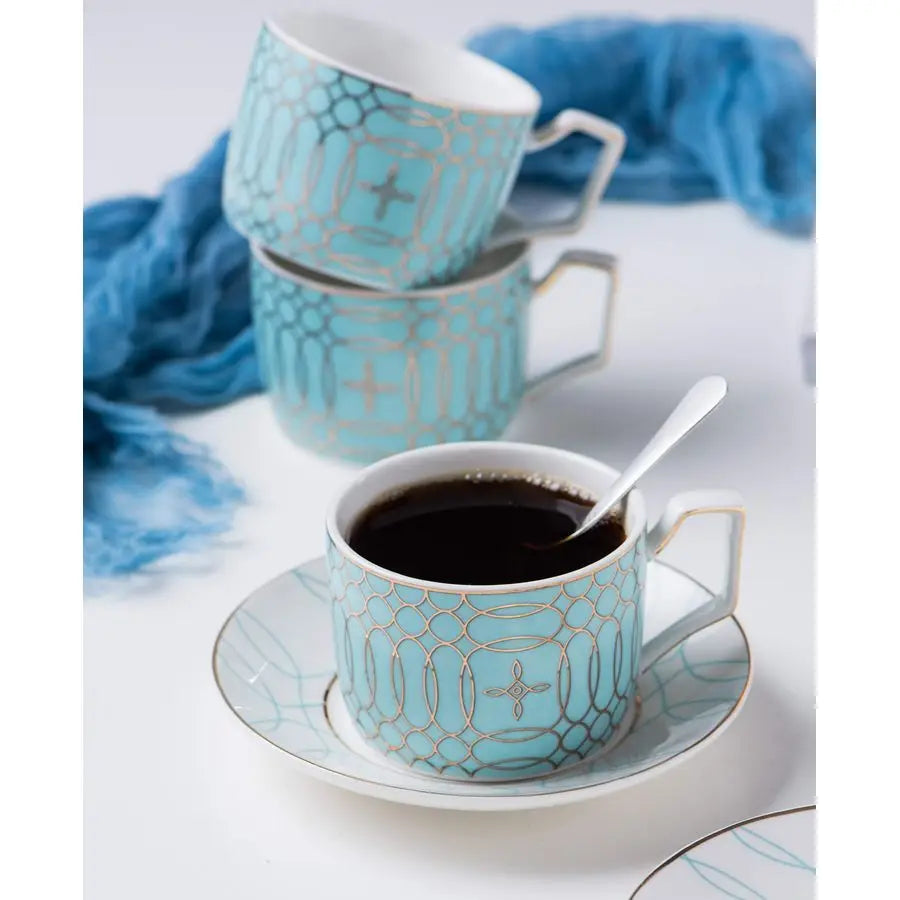 Porcelain Tea Set For 4 With Cups Saucers And Spoon