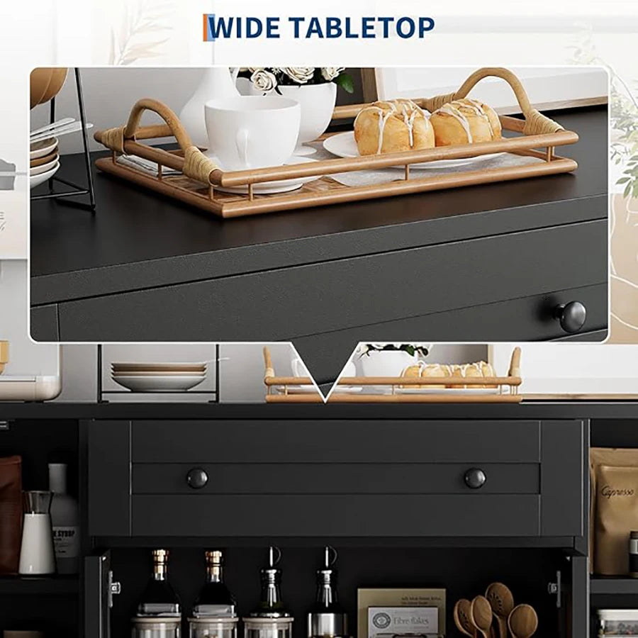 HiMISS Modern Sideboard Buffet Cabinet With Drawer And Storage Shelves