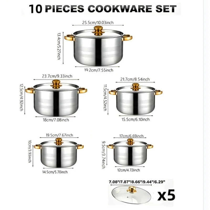 CS KOCH SYSTEME Stainless Steel Cookware Set With Nonstick Pans Pots Lids