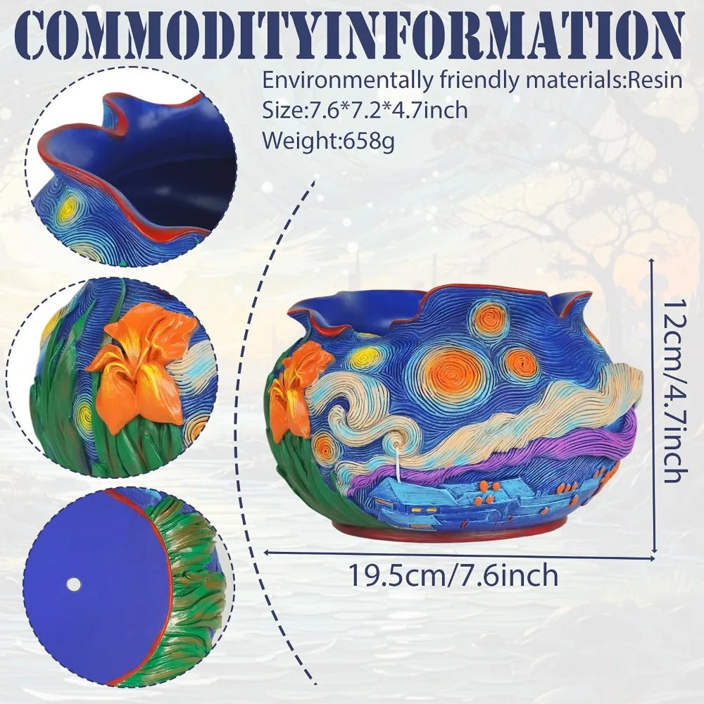 Van Gogh Starry Night Planter Resin Pot For Succulents